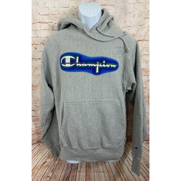 Champion Reverse Weave Sweatshirt Hoodie Sz M Gray Thick Heavyweight Pullover - Picture 8 of 8